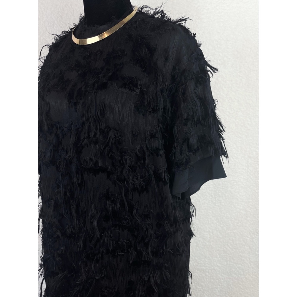 CARVEN • Black Faux Fur Mini Shift Dress, 6 - Picture 10 of 15
